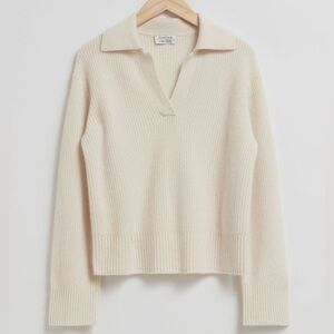 & Other Stories Oversized Collared V-Neck Sweater